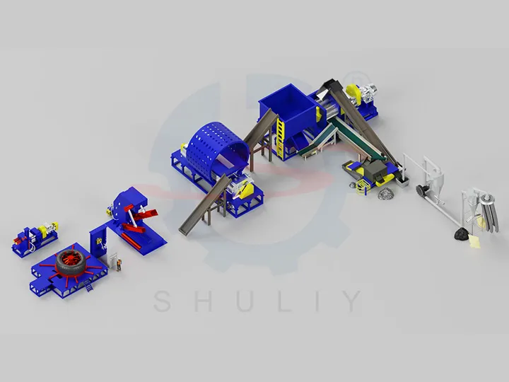 Usine de recyclage de pneus en caoutchouc