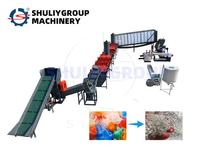 Ligne de recyclage de film plastique PP/PE/LDPE